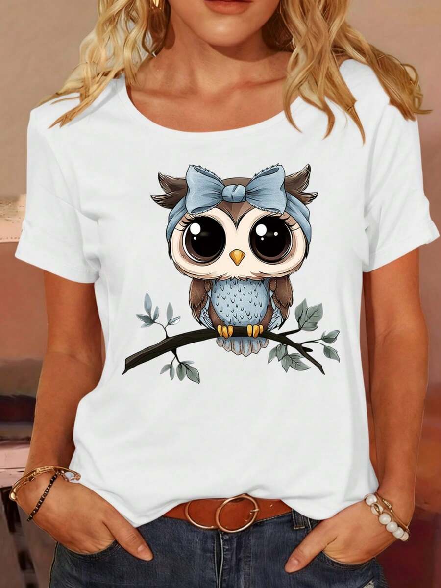 Women's Cotton T-Shirt With A Modern And Creative Letter Print, Suitable For Spring And Summer Outdoor Activities, Travel, And Holiday Parties. Easy To Match, Perfect For Warm Weather, Stylish Blouses, Casual Blouses, And Women's Tops. - 白色 - 查看 1
