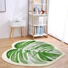 1 pieza Alfombra de baño suave, absorbente y esponjosa con patrón de hojas blancas y verdes, adecuada para la decoración del hogar, la entrada y la protección interior, alfombra de baño, felpudo, alfombra pequeña, alfombra, decoración del hogar, alfombra de área pequeña, alfombra de exterior, decoración del hogar, alfombra de área, alfombra de dormitorio, alfombra lavable - Multicolor - Ver 2