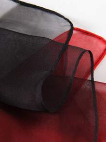 1 pieza Bufanda de gasa con degradado de colores del arcoíris, chal ligero y versátil para mujeres - Negro y rojo - View 5