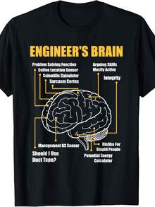 Funny Engineer Humor T-Shirt With Brain Diagram & Sarcasm Tech Jokes - Soft Round Neck Casual Shirt Suitable For Engineers & Tech Professionals - Ideal Gift For Computer Science Graduates, Staff - Black - View 8