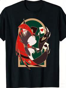 Camiseta de manga corta unisex de anime Husk Hotel - Diseñada tanto para hombres como para mujeres, con el logotipo de Husk Hotel, cuello redondo y lavable a máquina, adecuada para eventos casuales y temáticos, una camiseta estampada cómoda para uso diario, un regalo divertido para los fans del anime.camisa blusa casual mujer blusa elegante mujer ofertas conjunto de mujer chamarras para dama playeras deportivas para mujer top deportivo mujer top de mujer  flash oferta - Negro - Ver 1