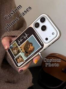 1pc Customized 3-Photo Phone Case, Heartbeat Line Couple Design, Electroplated Soft Gel Phone Case Compatible With Iphone 17 Pro Max/16 Pro Max/15/14 Plus/13 Pro/12 Pro Max/11, New , Fashionable, Colorful, Cute, Fun, Minimalist, Matching Phone Case, Personalized, Unique, Ideal Gift For Boyfriend, Grandparents - Multicolor - View 1