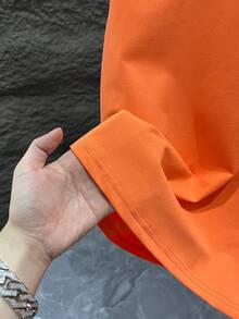 1pc Men's Fashionable Printed Loose Fit Short Sleeve T-Shirt | Exquisite Design | Summer Essential | Easy To Match, Showcasing Your Style - Orange - View 6