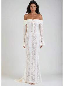 Women Maxi Dresses - White - View 4