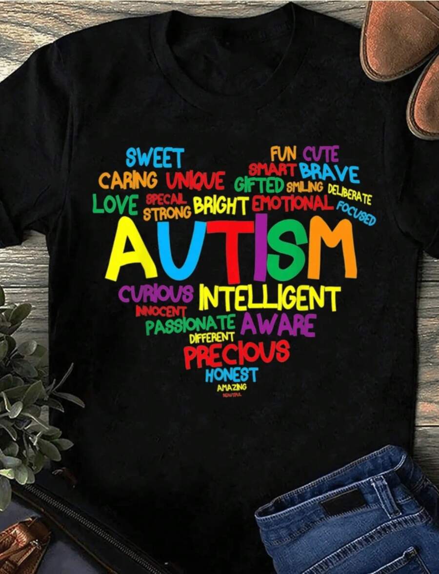 1 T-Shirt For Moms Of Autistic People, Never Walk Alone, Supporting Autism Awareness, 180g 100% Cotton - Black 2 - View 1