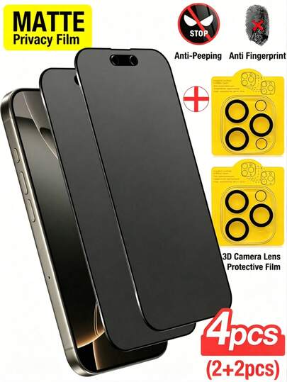 Shockproof Privacy Screen Protector Phone Screen Protector 4-In-1 Matte Ceramic Privacy Screen Protector With Camera Lens Protector, Compatible With 17 Pro Max [6.9 Inch], Privacy Protection Accessory, Anti-Glare Anti-Fingerprint, Easy Installation, Bubble-Free, Smooth Fit, Suitable For 17 E/17 Pro Max/17 Pro/17 Air/16/15/14 Plus/13/12/11 Series, Perfect For Phone Cases Mother's Day Gift Anniversary Gift