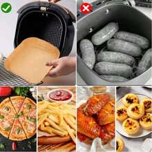 200pcs Disposable Air Fryer Paper Liners Square Non-Stick Baking Sheets With Raised Edge For Oven, Basket, Roasting, Cooking, Easy Cleanup - Brown - View 7