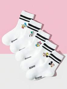 5 đôi tất Disney cho trẻ em/bé trai, kiểu dáng sinh viên cho mùa xuân/hè, tất ngắn/tất sọc/tất Giáng sinh, họa tiết chuột/chó/vịt hoạt hình dễ thương, tất dài đến bắp chân, co giãn, mềm mại, thoải mái, thoáng khí, chống mùi hôi, màu trắng cổ điển, thích hợp cho trường học, hoạt động ngoài trời, du lịch và mặc hàng ngày. - Nhiều màu - Xem 9