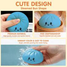 New Dumpling Shaped Squeeze And Release Toys, Slow Rebound Release Toys, Casual Holiday Gifts, High Aesthetic Dopamine Colors- Soft And Slow Back,Sticky Stress Relief Toy,Cute Stuff,Travel Portable Fidget Squeeze Toys,Squishy,Perfect For All Ages Austism,Ideal Holiday Gifts,Fun Cute Gift,Birthday Gifts,Easter Gifts,Halloween Gifts,Christmas Gifts,Christmas Stocking Fillers,Party Bag Fillers( Blue) - Dumpling Blue - 查看 2