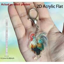 Móc khóa hình gà trống 2D bằng acrylic với khóa càng cua - Món quà Giáng sinh hoàn hảo cho những người đam mê xe hơi và phụ nữ sành điệu. - Xem 3