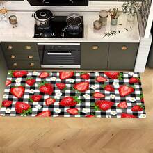 1pc Fruit Pattern Kitchen Floor Mat, Polyester Drainage Mat, Doormat, Floor Pad, Suitable For Kitchen, Living Room, Entrance, Balcony, Home Decor, Anti-Pollution, Coffee Shop, Bar, Holiday, Party, Bedroom, Pet Mat, Bathroom Decor, Room Decor - Multicolor - View 2