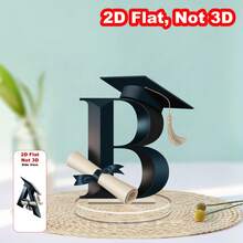 1pc 2D Flat Graduate Letter Acrylic Decor, Graduation Decoration & Gift, Rotating Desktop Ornament, Home/Office Decor, Gift For Teachers & Classmates, Party Favor, 2D Flat Design - 1PC - View 4