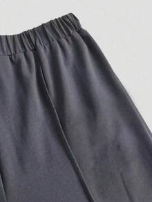 Set med sweatshirt och vida mjukisbyxor för ung flicka, vår/höst, avslappnad streetstyle för vardag och pendling, med paljetthjärta, gradienttryck, sänkta axlar, lös passform och rund hals - Mörkgrå - Visa 5