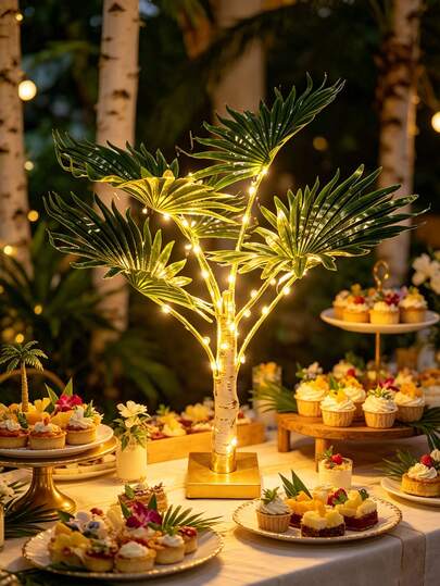 Đèn cây dừa nhân tạo LED, cây cọ giả trang trí tiệc Luau cho sân hiên ngoài trời, chạy bằng pin, di động, thích hợp cho tiệc mùa hè, hồ bơi, trong nhà, nhà cửa, lò sưởi, phòng ngủ, trang trí văn phòng, tiệc kiểu Hawaii.