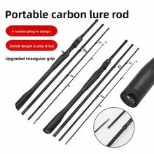 Cần câu cá di động 4 khúc, cần câu thẳng kiểu súng, cần câu nối, dụng cụ câu cá - màu đen - Xem 5