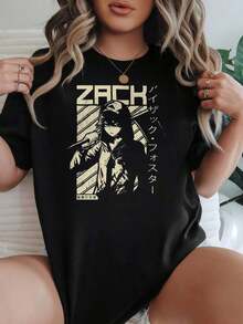 Camiseta Oversized para Mujeres Ajuste Holgado Opciones de Color Negro Blanco Impresión Gráfica de Anime Poster de Zack Diseño de Texto Japonés Moda Casual de Ropa de Calle Tops de Verano Camisetas Gráficas Atuendos de Verano para Mujeres Camisetas Gráficas Mujeres Tops Cortos Tops para Mujeres Vintage Algodón Ropa Linda Camisetas de Mujer Tops de Verano Camisetas Gráficas Atuendos de Verano para Mujeres Camisetas Gráficas Mujeres Tops Cortos Tops para Mujeres Vintage Algodón Ropa Linda - Negro - Ver 9