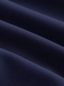 Elegante vestido de tirantes con fruncido en la cintura de color liso - Azul marino - Ver 3