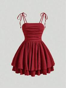 Vestido Con Tirantes Finos Y Estampado Floral Para Mujer - Burdeos - Ver 5