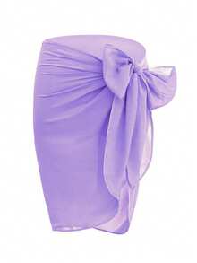 1 chiếc váy quấn sarong bằng vải chiffon mỏng nhẹ dành cho nữ, váy che bikini trong suốt, áo tắm mùa hè buộc eo, đồ bơi pareo. - màu tím nhạt - Xem 5