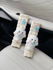 1/2pcs Cute Seal & Starfish Plush Car Seat Belt Covers, Safety Protection Pads - Multicolor - View 9