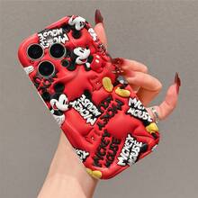 Disney Mickey Mouse Phone Case, Official Disney Mickey Mouse Character Design, Repeating Mickey With Text Logo On Red Background Protective Cover. Compatible With IPhone 17, 16, 15, 14, 13, 12, 11 Pro Series, Featuring Plush-Style Mickey Silhouettes And Bold "MICKEY MOUSE" Lettering, Perfect For Disney Fans And Mickey Lovers To Showcase Their Favorite Character, Ideal For Birthdays, Holidays, Anniversaries, Graduation Gifts, Or Any Special Occasion To Surprise Family, Friends, Classmates, And Loved Ones. - trắng - Xem 3