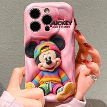 Disney Mickey Mouse Phone Case, Official Disney Mickey Mouse Character Design, Fashion Mickey In Rainbow Outfit On Pink Background Protective Cover. Compatible With IPhone 17, 16, 15, 14, 13, 12, 11 Pro Series, Featuring Mickey In A Colorful Striped Sweater And Sneakers With "Mickey And Friends" Text, Perfect For Disney Fans And Mickey Lovers To Showcase Their Favorite Character, Ideal For Birthdays, Holidays, Anniversaries, Graduation Gifts, Or Any Special Occasion To Surprise Family, Friends, Classmates, And Loved Ones. - trắng - Xem 5