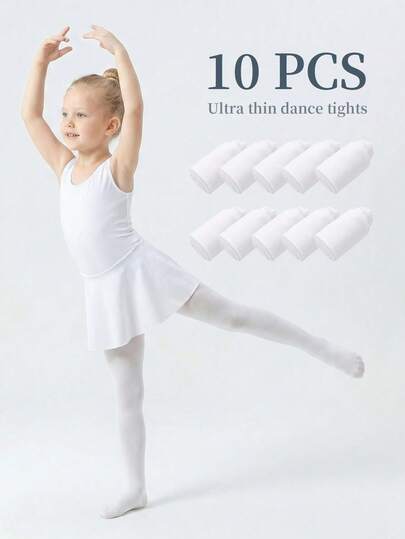 10 chiếc quần tất trẻ em, quần legging múa cho bé gái, quần tất không gót dành cho biểu diễn - Hoàn hảo cho múa và thể dục dụng cụ.