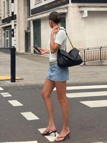 女士夏季新款休闲白色镂空V领荷叶边短袖针织上衣，夏季衬衫，度假装，休闲上衣，白色上衣，荷叶边领上衣，沙滩装 - 白色 - 查看 4