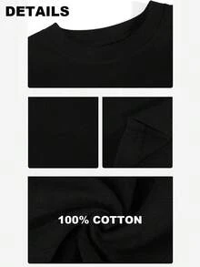 Camiseta de Mujer con Estampado Gráfico, Camisetas de Algodón Retro para Mujer, Camiseta Casual de Mujer con Estampado Simple, para Uso Diario, Sensación de Alta Gama, Atuendo, Citas, Fiestas - Negro - Ver 3