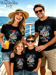 Disney 2026 Family Shirts ,Short-Sleeve Parent-Child Printed T-Shirt, Pattern T-Shirt, Cotton Pattern T-Shirt, Mickey Mouse Family Group Photo Printed T-Shirt, Suitable For Family Outings And Vacation Wear. Mother's Day And Father's Day T-Shirt, Suitable For Men And Women. Cotton T-Shirt, Comfortable And Breathable. - Man - View 1
