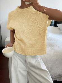 Top de punto liso informal de verano para mujer, color amarillo mantequilla - Multicolor 2 - Ver 7