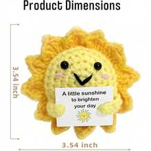1 pieza Amuleto de sol de ganchillo con energía positiva y tarjetas de creencias inspiradoras, aliento emocional hecho a mano de la alegría del sol, regalos íntimos para aliviar el estrés para hombres y mujeres, decoraciones lindas para cumpleaños y escritorio - Multicolor - Ver 7