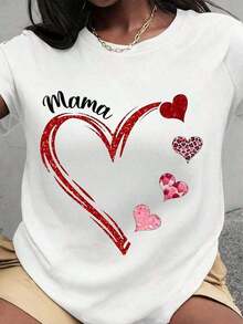 Women's Valentine's Day T-Shirt - T-Shirt With Bright Red Heart And Pink Hearts Design For Mother's Day And Valentine's Day - 白色 2 - 查看 7