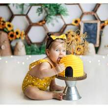 DA Little Honey Is On The Way Cake Topper - Welcome Baby Bunting Sign Baby Shower/Pregnancy Announcement Party Decoration - Bee Theme Gender Reveal 1st Birthday Party Plies Gold Glitter - như hình - Xem 4