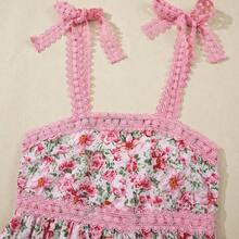 Bohemian Style Multicolor Floral Lace-Up High Waist Dress, Summer Vacation Elegant - Lila Púrpura - Ver 8