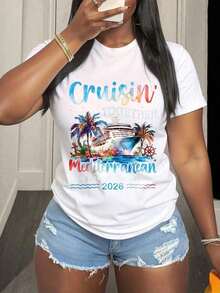 Camiseta de crucero por el Mediterráneo "Cruisin Together": Creando recuerdos para toda la vida.Regalo de recuerdo para un viaje de vacaciones en 2026 para entusiastas de los viajes.220 gramos.Camisetas gráficas con estampados divertidos para mujer, ideales para primavera y verano, Pascua, 4 de julio y el Día del Trabajo.Impresas y enviadas desde EE.UU.Transpirable y cómodo - Blanco - Ver 6