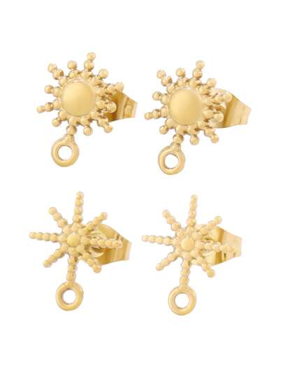 4pcs Stainless Steel Sun Stud Earrings Base Findings Fashion Geometric Earrings Posts For DIY Earring Jewelry Making Accessories Supplies