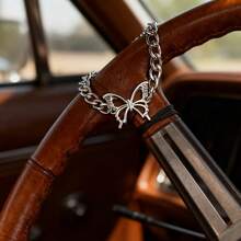 Silver Butterfly Steering Wheel Chain, Car Interior Decor, Cute Car Accessory, Car Charm, Unique Car Decoration - Car Decorative Pendants - View 4