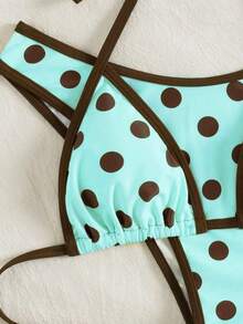 Set de 2 bikinis sexy y de moda en negro y blanco para mujer, ropa de playa de verano para vacaciones - verde menta - Ver 4