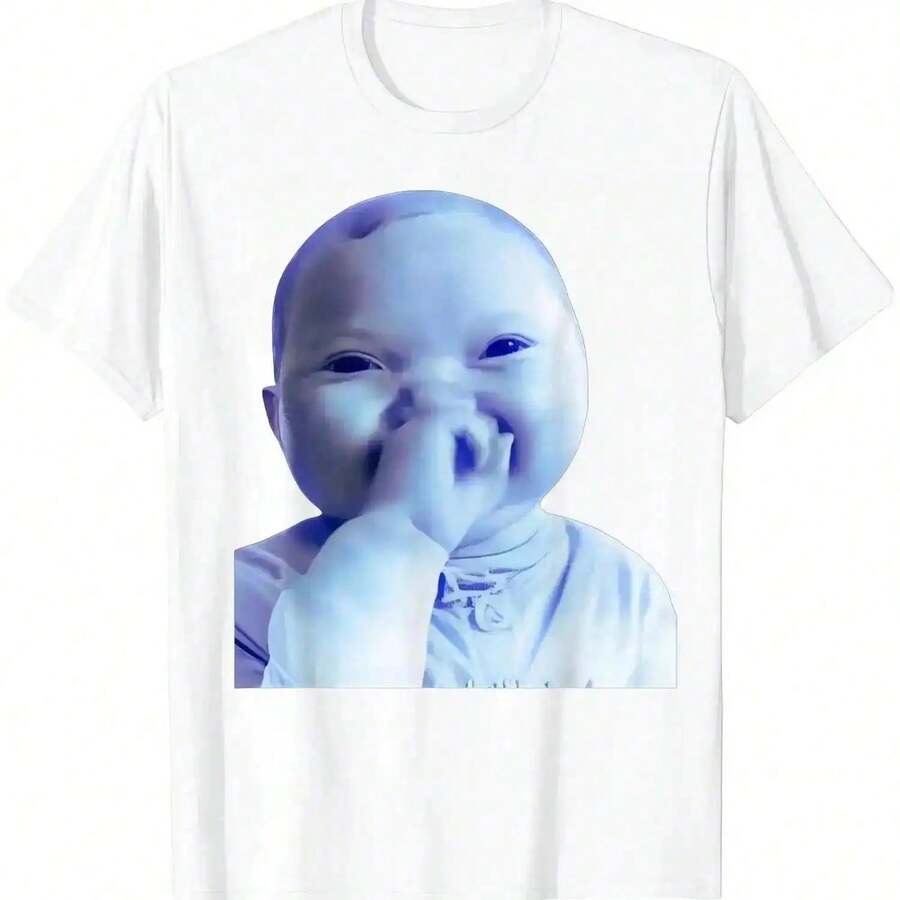 Camiseta Divertida con Meme de Bebé AI Sonriendo - Blanco - Ver 1