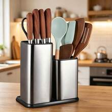 1 Detachable Stainless Steel Kitchen Utensil Rack, Space-Saving Utensil Storage Rack With Drainage Device, Placed On The Countertop Without Taking Up Space, Bidding Farewell To Clutter In The Kitchen, Kitchen Storage, And Giving People A Good Gift - Default - View 9