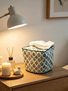 Cubierta estética para caja de pañuelos con estampado floral, soporte cuadrado y suave reutilizable para servilletas de estilo bohemio, adecuado para el hogar, la cocina, el comedor, el baño, la oficina, la cafetería y el spa, regalo ideal para la primavera y el Día de la Madre - Caja de pañuelos verde - Ver 7