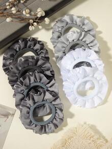 8 chiếc dây buộc tóc xếp ly bằng satin, độ đàn hồi cao, không gây hư tổn tóc, phụ kiện tóc scrunchie mềm mại. - Phối màu - Xem 25