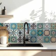 30 Unidades Adesivos de Parede Removíveis de 4x4 Polegadas, Fácil de Aplicar e Remover, À Prova d'Água, Adesivos Decorativos para Cozinha, Banheiro, Escadas, Melhoria Doméstica DIY - Verde - Visão 5