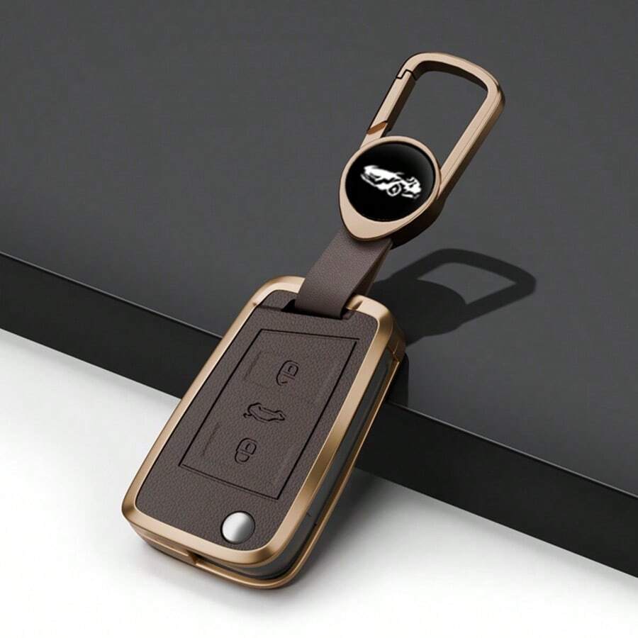Ốp bảo vệ chìa khóa xe hơi bằng hợp kim kẽm cho các dòng xe VW MQB Golf VII Golf7 Polo Tiguan Touran Octavia Fabia Seat - khóa da - Xem 1