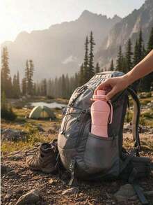 1pc 600ml Folding Sports Women Men Portable Silicone Cup Reusable Drinking Outdoor Fitness Gym Travel Camping Hiking Trekking Office School Supplies - Hồng - Xem 7
