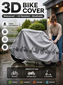 1/2pcs 3D Bicycle Cover - Waterproof PEVA Material, UV-Resistant And Breathable Design, Universal Fit For Motorcycle/Electric Scooter - Suitable For Outdoor Parking, Rain Protection, Long-Term Sun Protection - Motorcycle Rain Cover - Electric Scooter Accessory - Vehicle Protection Cover - Commuting Essential - All-Season Bicycle Shelter - Multicolor - View 2