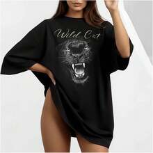 Camiseta de manga corta 100% algodón puro, estilo americano de verano, nueva, moderna y única, versátil, fresca y elegante, con estampado estilo BF. - Blanco - Ver 2