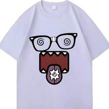 Camisetas divertidas con memes de Domo Kun, ropa para hombre y mujer, camisetas informales de algodón clásicas, camisetas de manga corta de gran tamaño, ropa de calle - Blanco - Ver 1