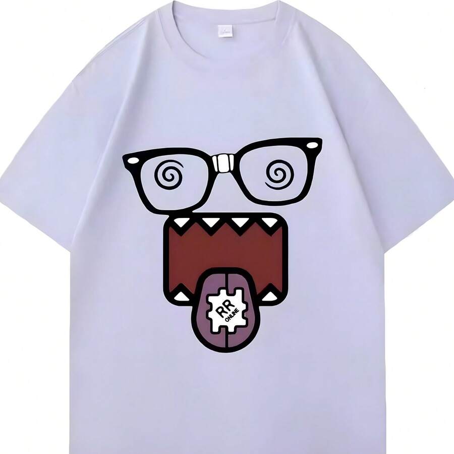 Camisetas divertidas con memes de Domo Kun, ropa para hombre y mujer, camisetas informales de algodón clásicas, camisetas de manga corta de gran tamaño, ropa de calle - Blanco - Ver 1